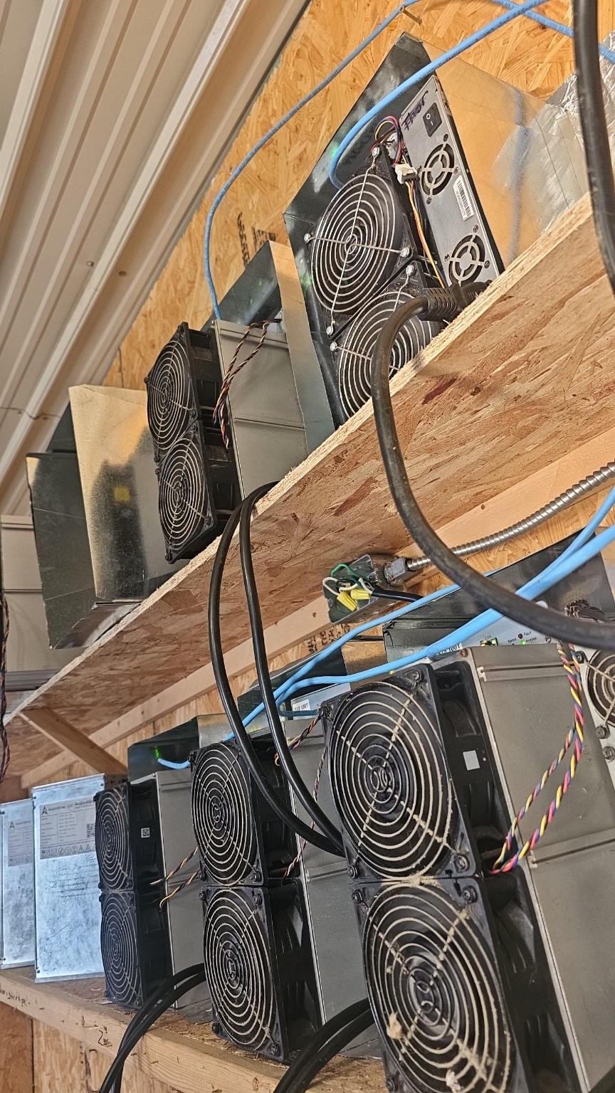 Bitcoin mining equipment operating at Lazy J Mining Co.